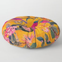 Vintage And Shabby Chic - Colorful Summer Botanical Jungle Garden Floor Pillow
