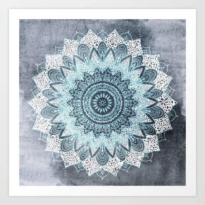 BOHOCHIC MANDALA IN BLUE Kunstdrucke BOHOCHIC MANDALA IN BLUE Kunstdrucke