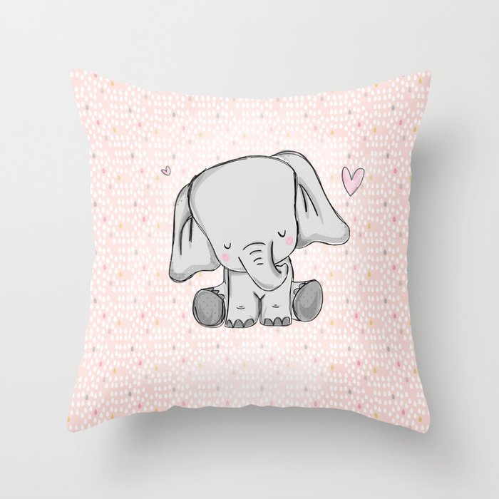 elephant girly cuty Throw Pillow