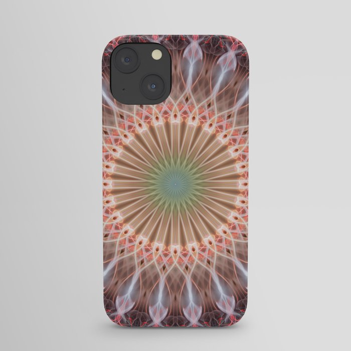 Cream and light violet mandala iPhone Case