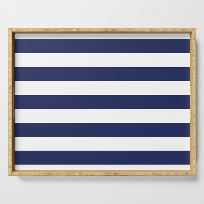 Navy Blue and White Stripes Serving Tray