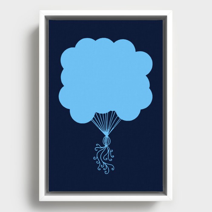 Pastel Blue Party Balloons Silhouette Framed Canvas