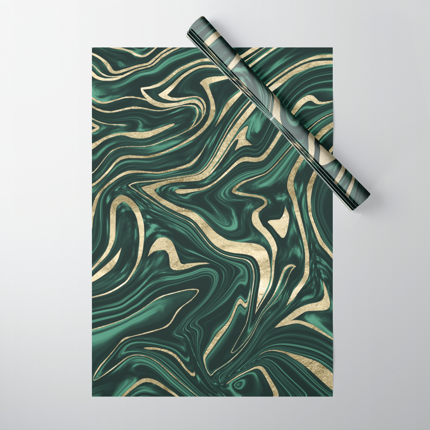 Emerald Green Black Gold Marble 1 Decor Art Society6 Wrapping