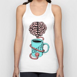 Coffee for the brain. Funny coffee illustration Unisex Tank Top