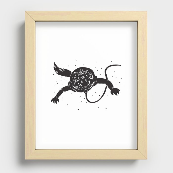 Astro Cat black Recessed Framed Print