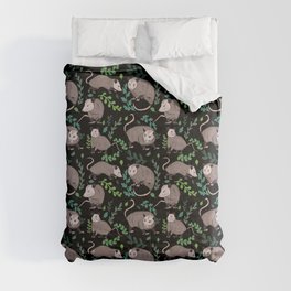 Possums & Plants black Comforter