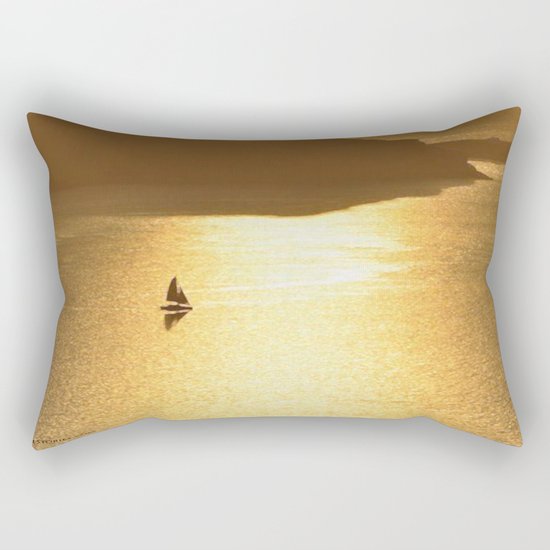 Golden Sailing on a Glittering Sea Rectangular Pillow