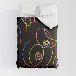 Abstract Face Colorful Line Art Organic Shape Comforter