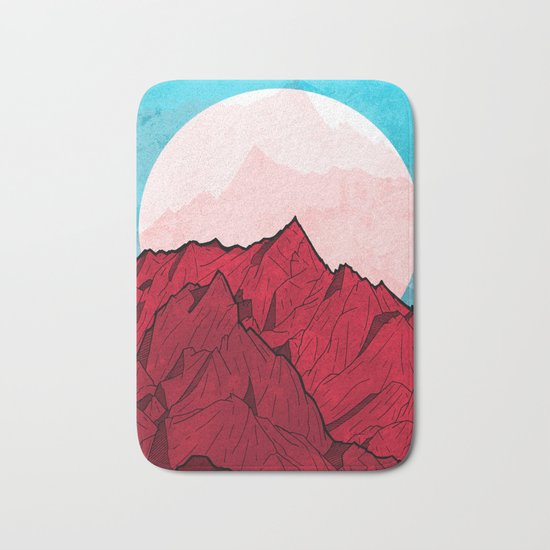 Red mountains under the great moon Bath Mat