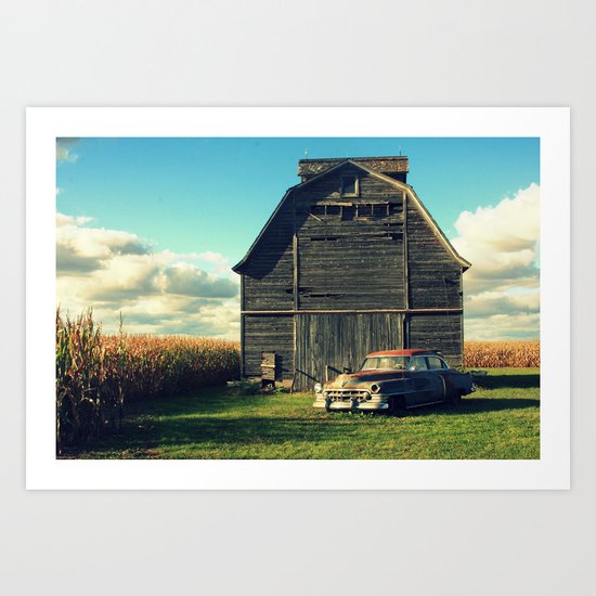Caddie and Barn Art Print