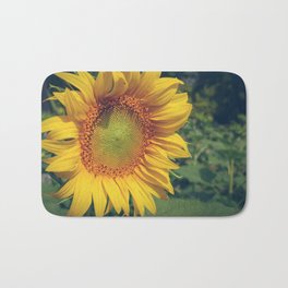 Beautiful sunflower blooming flower in the morning summer day Bath Mat