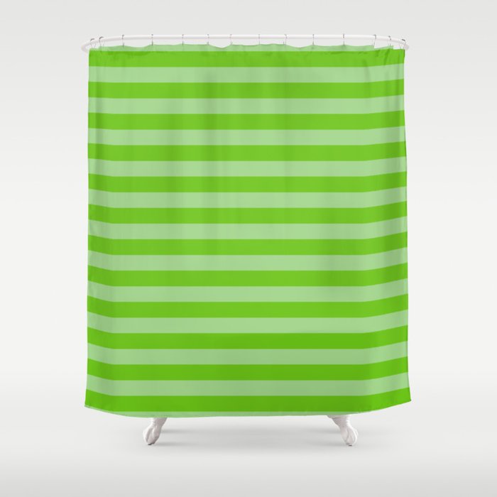 Alien Green Summer Cabana Beach Picnic Stripes Shower Curtain