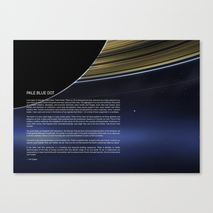 Pale Blue Dot — Cassini, Saturn & Carl Sagan quote Canvas Print