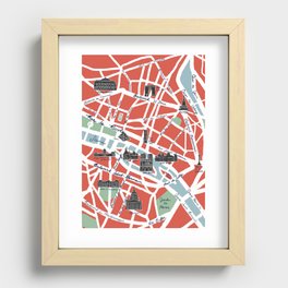 Paris Map Red Recessed Framed Print