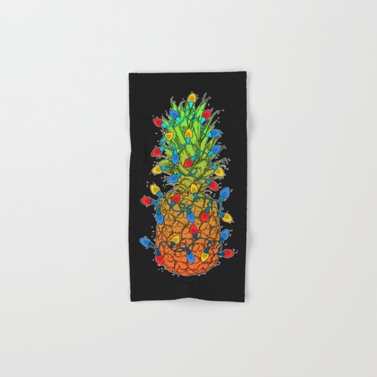 Pineapple Christmas Lights II Hand & Bath Towel
