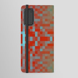 geometric symmetry art pixel square pattern abstract background in red blue Android Wallet Case