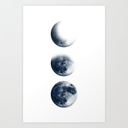 Moon Phases | Classic Blue | Watercolor | Illustration |  Astrology | Moon Art Print