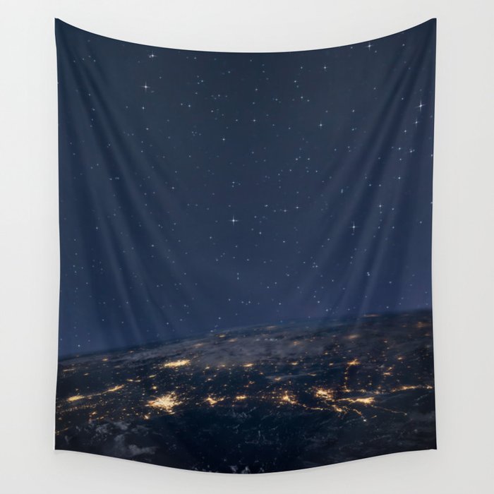 Planet earth from the space at night Wall Tapestry