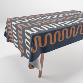 Abstract Shapes 236 in Navy Beige Orange (Snake Pattern Abstraction) Tablecloth