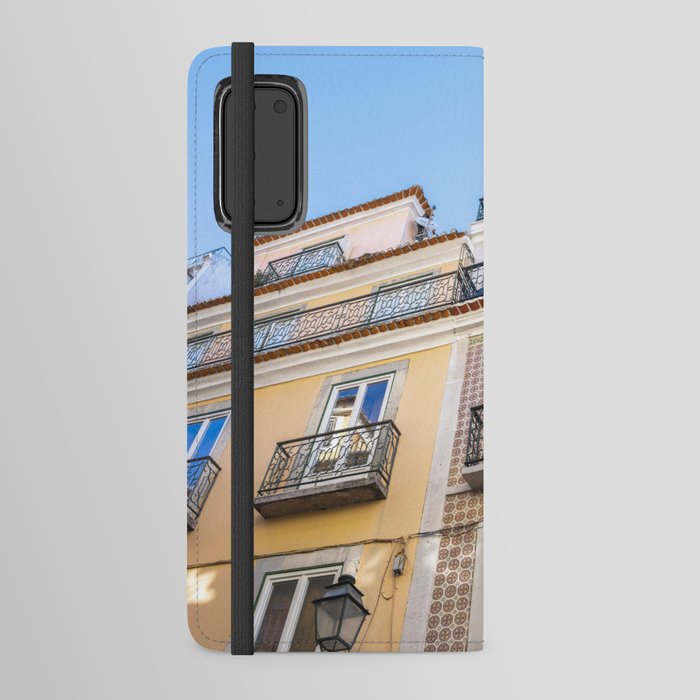 Colorful azulejos on buildings in Bairro Alto Lisbon Portugal - summer travel photography Android Wallet Case