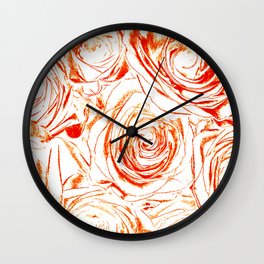 Roses // Wedding Flowers, Abtract Minimalist Art Wall Clock