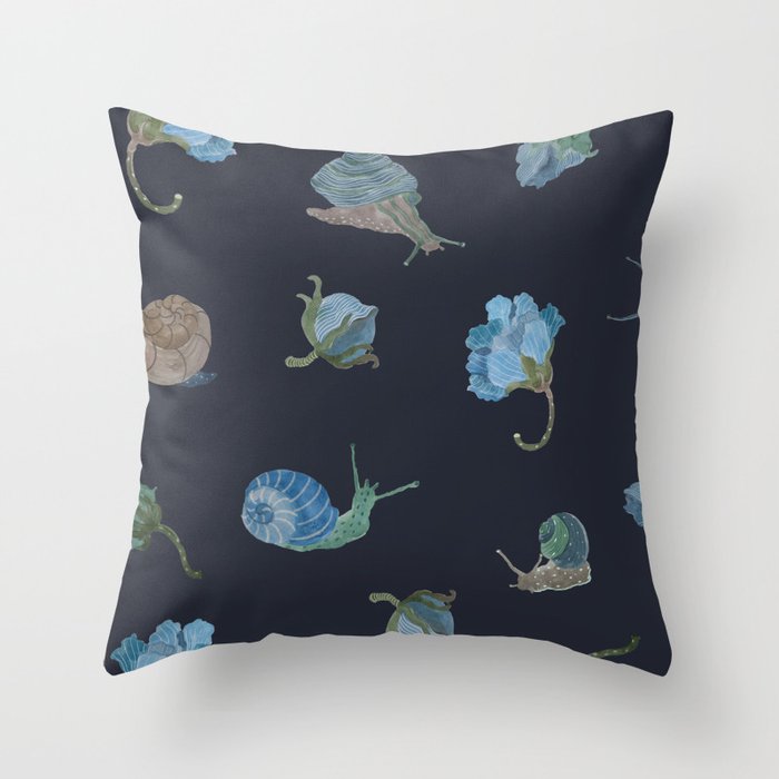 Flowers and snails 4 Throw Pillow