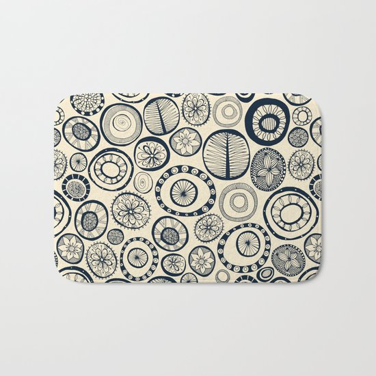 Honolulu hoops indigo cream Bath Mat