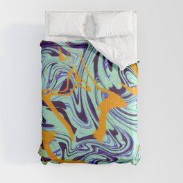 Blue and Orange Wavy Grunge Comforter