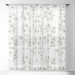 Watercolor Eucalyptus Sheer Curtain