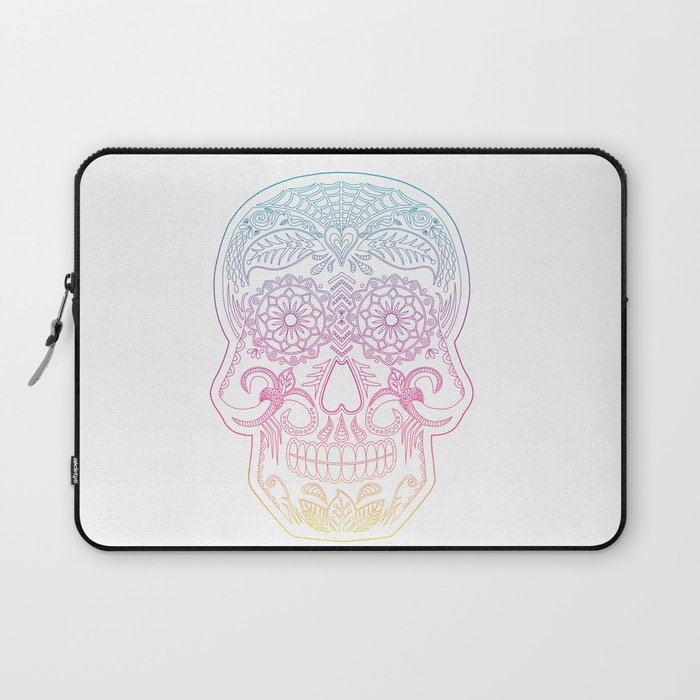 Color Me Day of the Dead Skull - Rainbow Laptop Sleeve