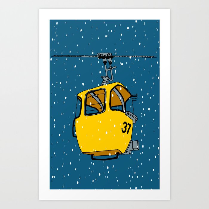 Ski lift gondola Art Print