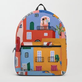 we're all in this together Backpack | Colorful, Painting, Urban, City Drawing, Action, Graphicdesign, World Map, Travel Poster, Stay Safe, Illustration Art 