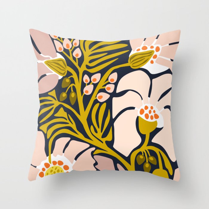 these flowers always fit - floral illustration Throw Pillow
