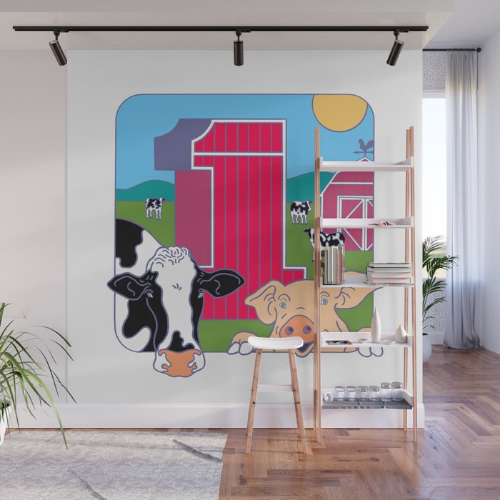 First Birthday on the Farm Wall Mural