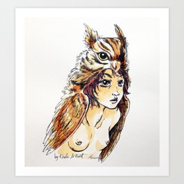 Owl Girl Art Print