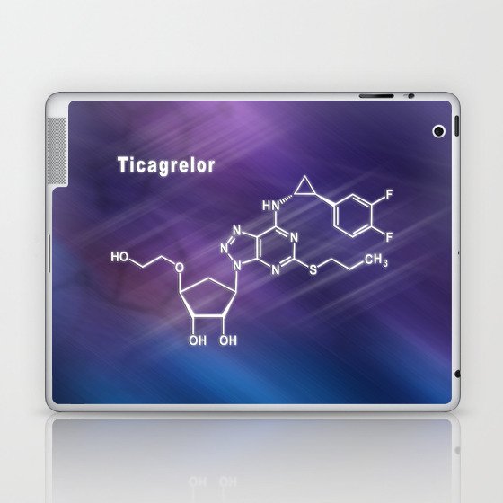 Ticagrelor platelet inhibitor drug, chemical structure Laptop & iPad Skin