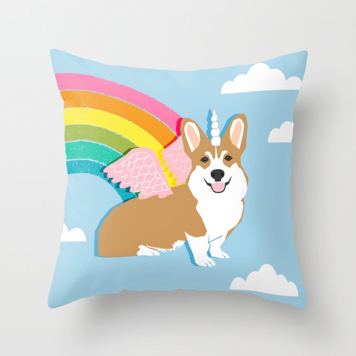 Corgicorn - cute pastel corgi unicorn pegasus rainbow cute kawaii unicorn corgi Throw Pillow