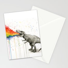 T-Rex Dinosaur Vomits Rainbow Stationery Card
