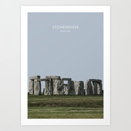 Stonehenge, England Travel Artwork Art Print | Monument, History, Ancient, Stone, Britian, Stonehenge, British, Grass, Stones, English 