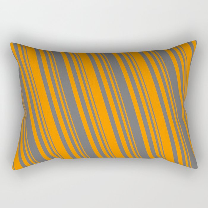 Dark Orange and Dim Grey Colored Pattern of Stripes Rectangular Pillow