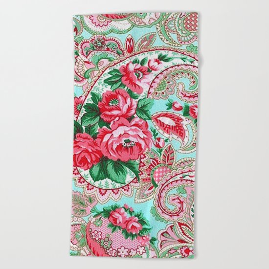 Floral Paisley Pattern 01 Beach Towel