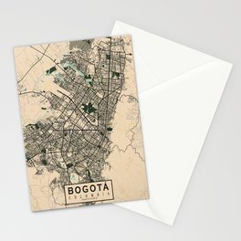 Bogota City Map of Colombia - Vintage Stationery Card