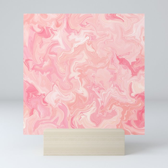 Blush pink abstract watercolor marble pattern Mini Art Print