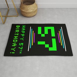 [ Thumbnail: 57th Birthday - Nerdy Geeky Pixelated 8-Bit Computing Graphics Inspired Look Rug ]