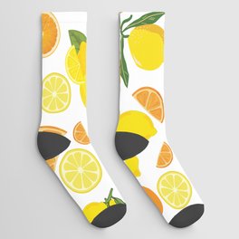 Oranges Lemons Citrus Fruits Repeat Pattern Socks