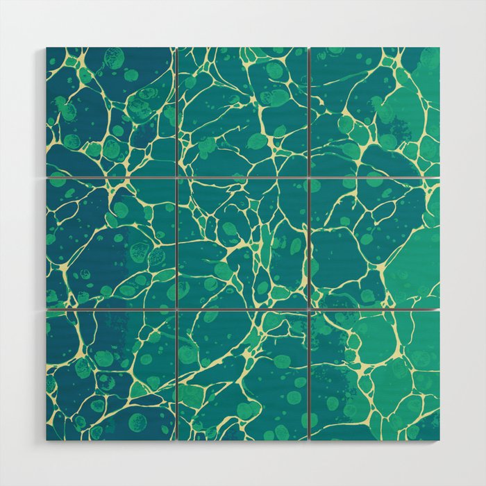 Boho colored water pattern in blue and green Wood Wall Art