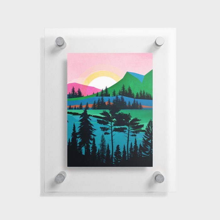 Colorful Mountain Sunrise Floating Acrylic Print
