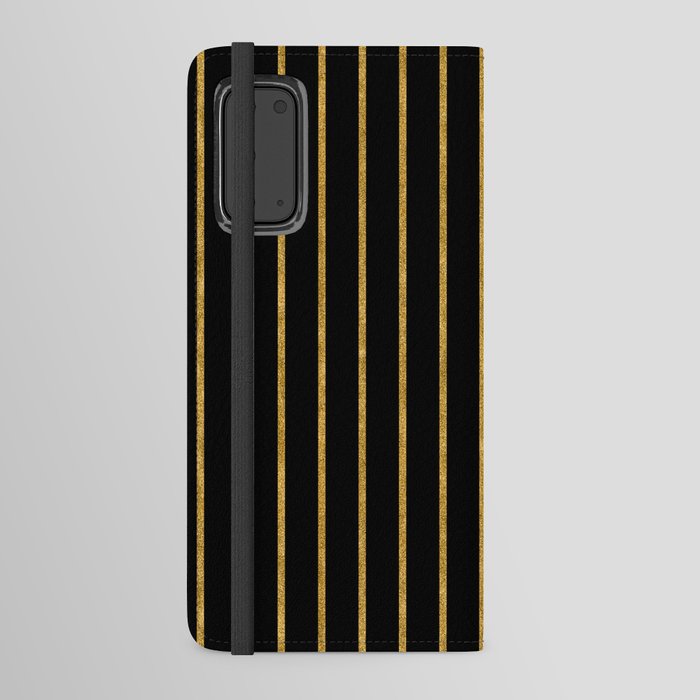 Gold And Black Stripes Lines Collection Android Wallet Case