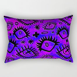 Weird Alternative Eyes and Doodles Watercolor Abstract (purple) Rectangular Pillow