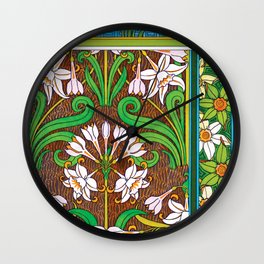 Jonquil Art Nouveau Flower Tiles Wall Clock